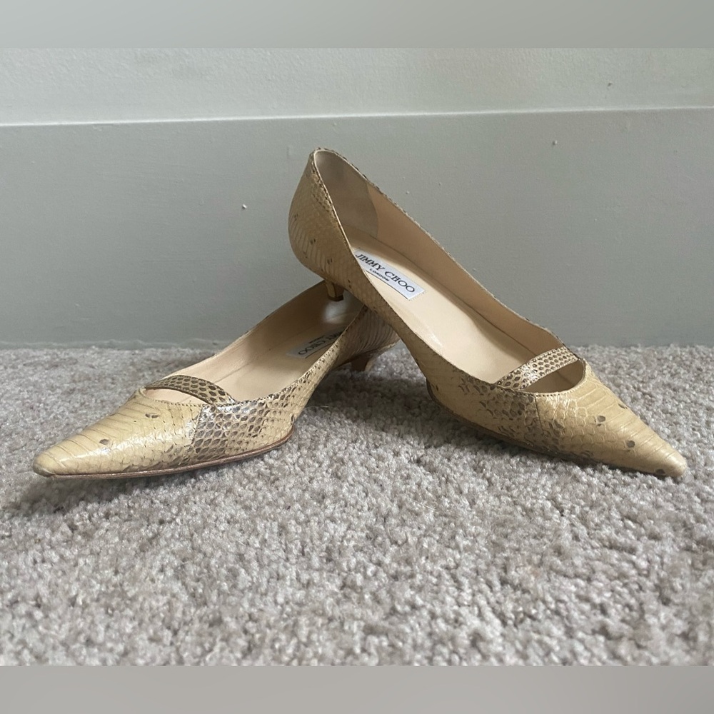 Jimmy Choo Python Animal Print Kitten Heels Snakeskin Naomi Vintage Size 36 6 - Picture 13 of 13